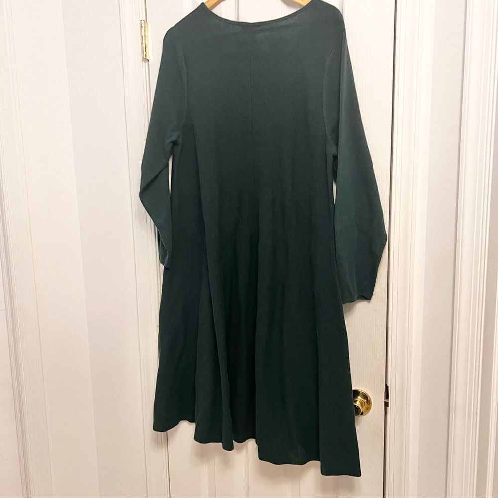 J JILL - 2X- Deep Emerald Green Dress Knit Dress. A-line, long sleeve. Modest. - Picture 8 of 12